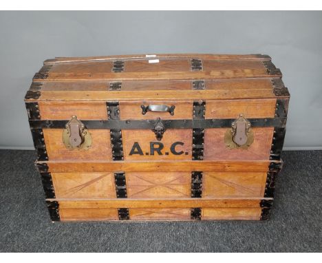 Antique Saratoga dome top trunk. Marked A.R.C. Produced by Joseph Moffat of Arbroath. [61x87x51cm] 