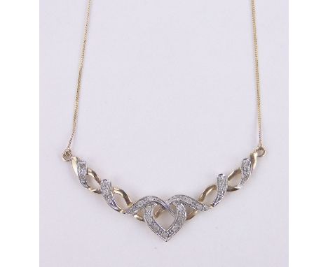 A 9ct gold diamond set pendant and chain.