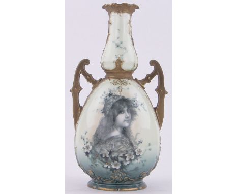 An early 20th century Austrian porcelain vase,with portrait decoration, 13".