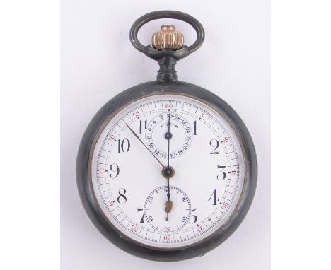 A 19th century Swiss gun metal cased chronograph topwind pocket watch,case width 50mm.