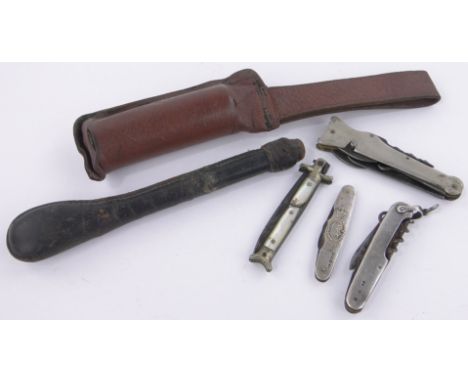 4 Various pocket knives,including a silver mounted knife George V Coronation 1911, a Victorian silver mounted knife with mult
