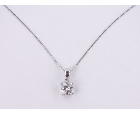 A 0.5ct solitaire diamond pendant,18ct white gold setting on white gold chain.