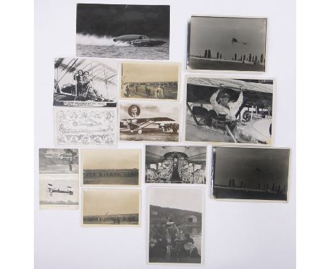 A Collection of aviation ephemera,including 3 photographic postcards from the First Aviation meeting in England (Doncaster) a