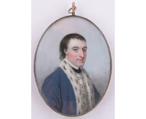 An 18th century miniature watercolour portrait on ivory of John Arbuthnot,born 1729,  obit 27th December 1797, in unmarked go