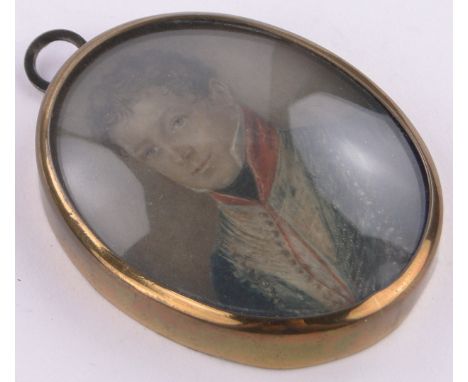 A 19th century miniature watercolour portrait of a gentleman,unmarked frame, height 2.75".