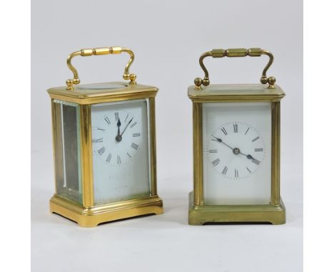 A French brass cased carriage clock, 14cm high, together with another