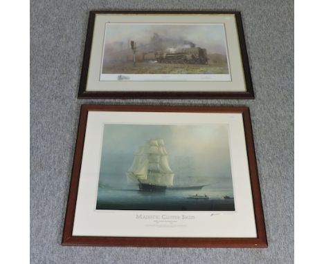 David Shepherd, Heavy Freight, signed print, 35 x 24cm, together with Tom Thompson, Majestic Clipper, signed print (2)