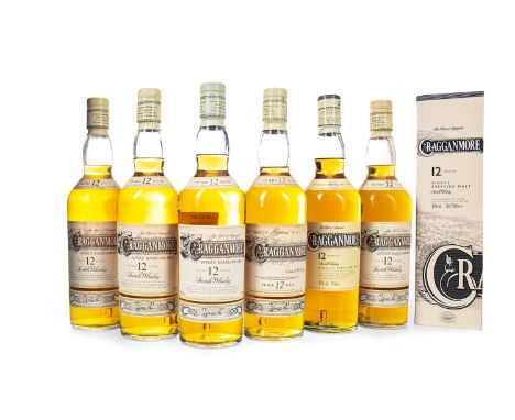 CRAGGANMORE 12 YEARS OLD (6) Single Malt Scotch Whisky 70cl, 40% volume, one in carton. Six bottles.