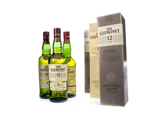 GLENLIVET 12 YEARS OLD (3) Single Malt Scotch Whisky 70cl, 40% volume, in carton. Three bottles.