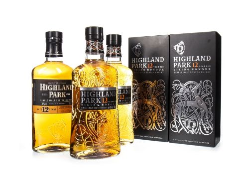 HIGHLAND PARK 12 YEARS OLD (3) Single Malt Scotch Whisky 700ml, 40% volume, two in cartons. Three bottles.