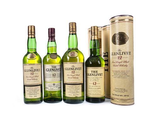 GLENLIVET AGED 12 YEARS - ONE LITRE Single Malt Scotch Whisky One litre, 40% volume, in tube. GLENLIVET AGED 12 YEARS (3) Sin