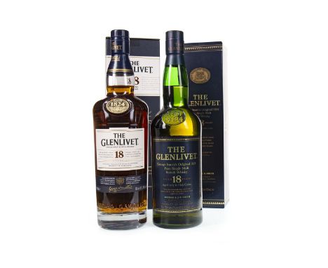 GLENLIVET 18 YEARS OLD (2) Single Malt Scotch Whisky 70cl, 43% volume, one in carton, one in box. Two bottles.