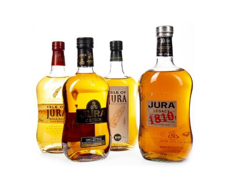 JURA AGED 10 YEARS - ONE LITRE Single Malt Scotch Whisky One litre, 40% volume, in carton. JURA AGED 10 YEARS (3) Single Malt
