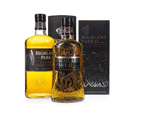 HIGHLAND PARK EINAR - ONE LITRE Single Malt Scotch Whisky One litre, 40% volume, in tube. HIGHLAND PARK 12 YEARS OLD Single M