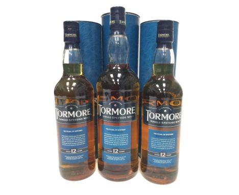 TORMORE AGED 12 YEARS - ONE LITRE Single Malt Scotch Whisky One litre, 40% volume, in tube. TORMORE AGED 12 YEARS (2) Single 