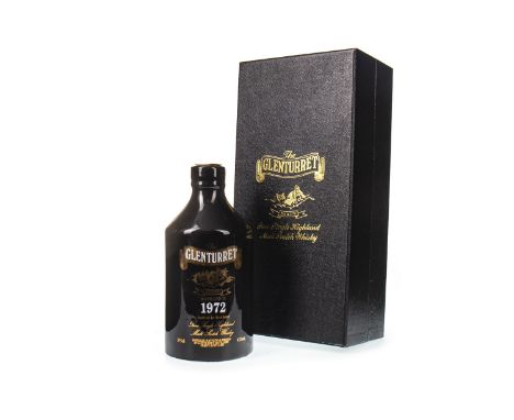 GLENTURRET 1972 - HALF BOTTLE Single Malt Scotch Whisky 37.5cl,43% volume, black ceramic bottle in box.