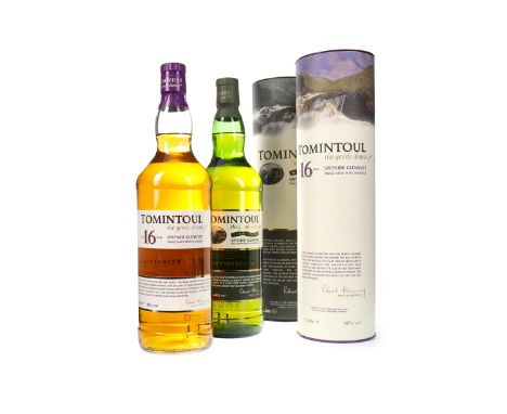 TOMINTOUL AGED 16 YEARS - ONE LITRE Single Malt Scotch Whisky One litre, 40% volume, in tube. TOMINTOUL PEATY TANG - ONE LITR