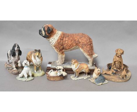 Border Fine Arts Dog Models, including 'St Bernard', model No. L65 by Elizabeth Waugh, limited edition 135/500, on wood base,