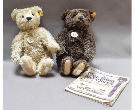 Two Steiff 1920 Classic Teddy Bears, together with a souvenir coronation programme (3)