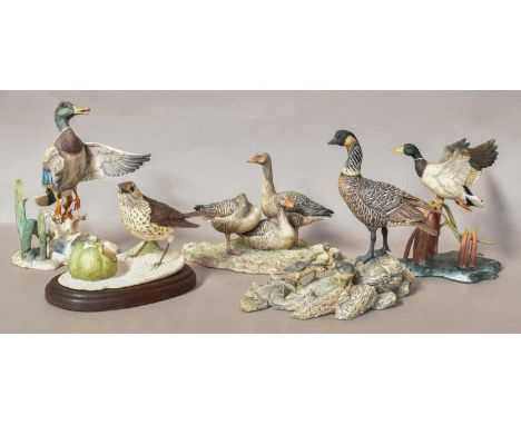 Border Fine Arts Bird Models, including 'Canada Goose' by Frank Divita, limited edition 894/950 (lacking wood base), with cer
