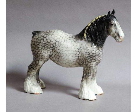 Beswick Shire Mare, model No. 818, rocking horse grey glossMinor nick to the tip of one ear, and nibbles to one hoof, with fi