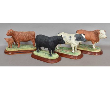 Border Fine Arts Studio Cattle Including: 'Simmental Cow and Calf', model No. A1253, 'Aberdeen Angus Cow and Calf', model No.