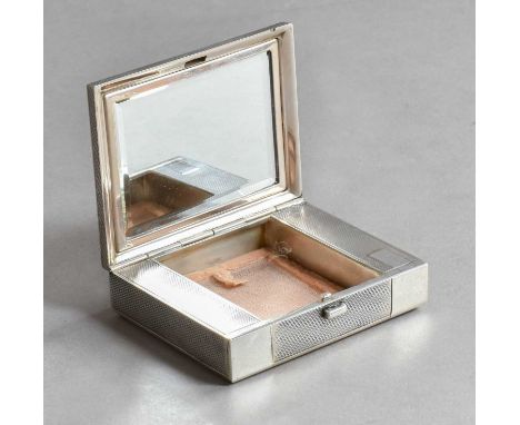 An Italian Silver Compact, Maker's Mark Indistinct, Further Stamped '800', Second Half 20th Century, oblong, overall engine-t
