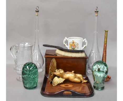 A Pair Of Edwardian Tall Slender Cut Glass Vinegar And Oil Cruet Bottles, with silver mounted cork stoppers, Birmingham 1906,