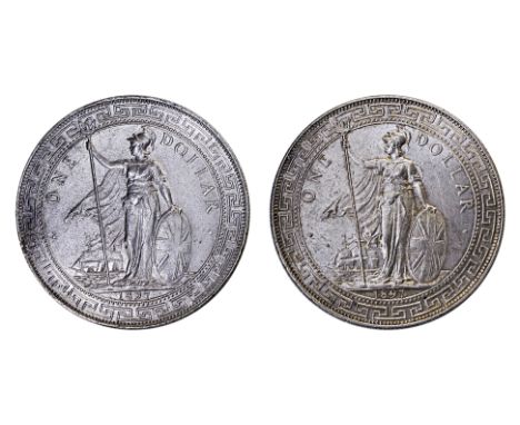GREAT BRITAIN BRITISH TRADE DOLLARS 1897 B (2)
1897 B, obverse with Britannia holding trident, reverse with Chinese character