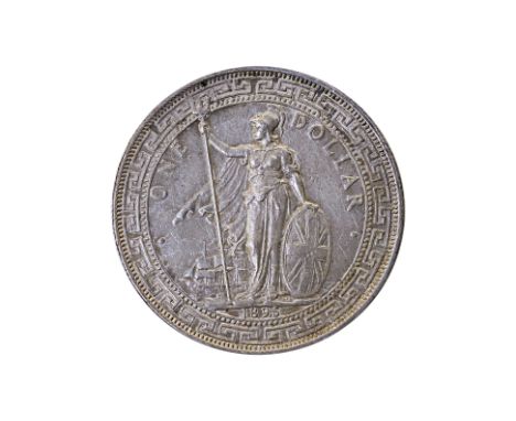 GREAT BRITAIN BRITISH TRADE DOLLAR 1895
1895 mintmark missing, obverse with Britannia holding trident, reverse with Chinese c