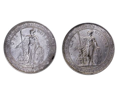 GREAT BRITAIN BRITISH TRADE DOLLARS 1898, 1898 B (2)
1898 mintmark missing and 189 doubled, 1898 B, obverse with Britannia ho