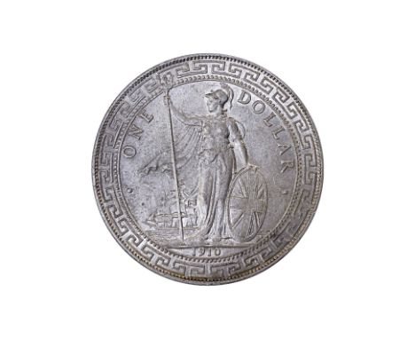 GREAT BRITAIN BRITISH TRADE DOLLAR 1910 B POSSIBLE OVERDATE
1910 B possibly over 1901, obverse with Britannia holding trident