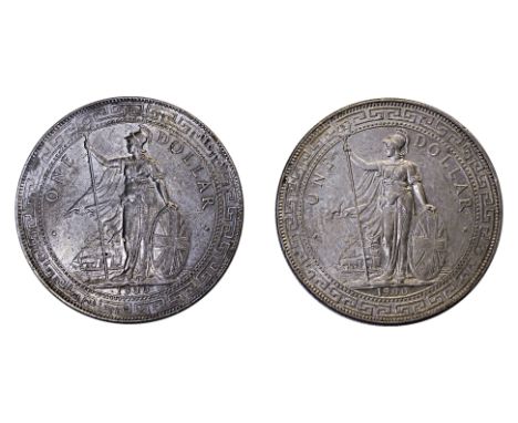 GREAT BRITAIN BRITISH TRADE DOLLARS 1900 B (2)
1900 B, obverse with Britannia holding trident, reverse with Chinese character