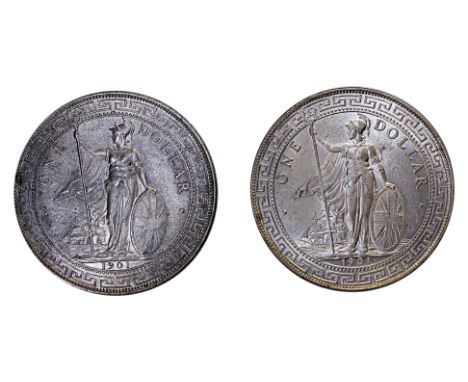GREAT BRITAIN BRITISH TRADE DOLLARS 1901 B (2)
1901 B, obverse with Britannia holding trident, reverse with Chinese character