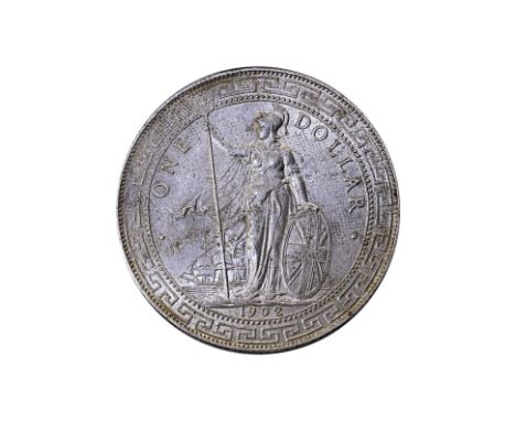 GREAT BRITAIN BRITISH TRADE DOLLAR 1902 B BROCKAGE ERROR
1902 B, small brockage error at reverse, obverse with Britannia hold