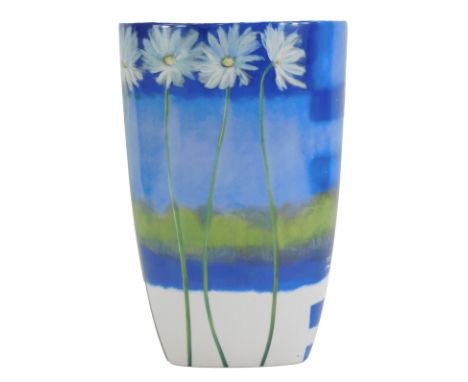 A Royal Worcester porcelain vase decorated in the Stepping Stones pattern by Nel, of tapering oval form, printed marks, 30.5c