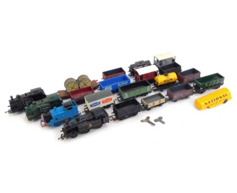 Various model railway, to include Tri-ang locomotive in black, tender, etc. (1 tray)