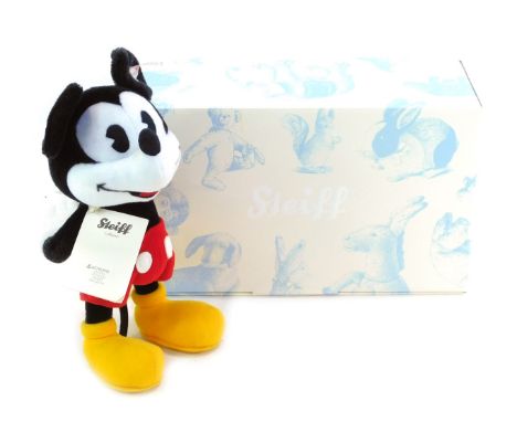 A Steiff Mickey Mouse, limited edition number 1130/2000, 24cm high, with certificate, boxed.