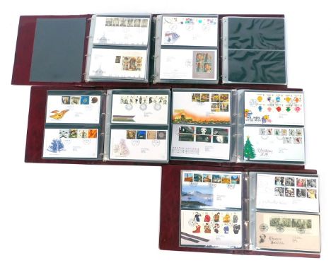 Five Royal Mail first day cover albums, to include Christmas 2006, The Beatles, The Ashes England Winners 2005, and one album