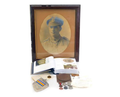 A group of medals, comprising the George V 14-18 medal, Great War for Civilisation medal, each with ribbon, inscribed PTE EH 