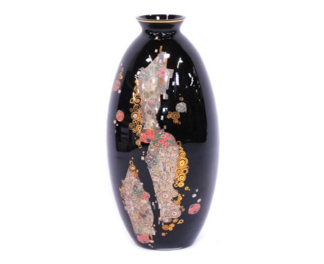 A Goebel glass vase, of ovoid form with flared neck, decorated with Gustav Klimt's The Kiss, 50cm high, boxed.
