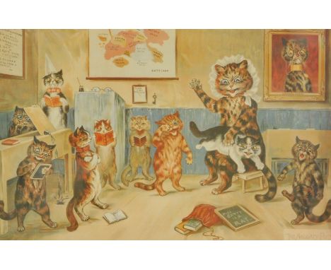 After Louis Wain. The Naughty Puss, print, 24cm x 37cm.