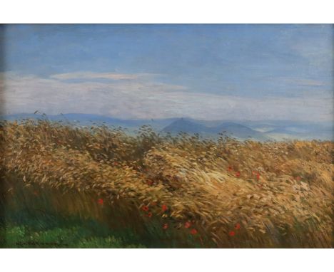Volkmann, Hans Richard von (1860 Halle (Saale) - 1927 ebenda) - Sommerliche Feldlandschaft, 1923, Öl auf Leinwand, unten link