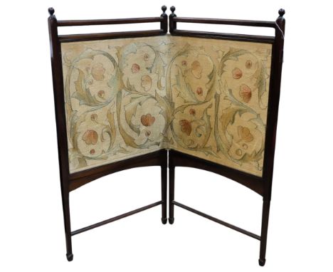May Morris, a 2-fold walnut-framed screen, with original embroidered panel in the Westward Ho! design, circa 1880, ref. Morri