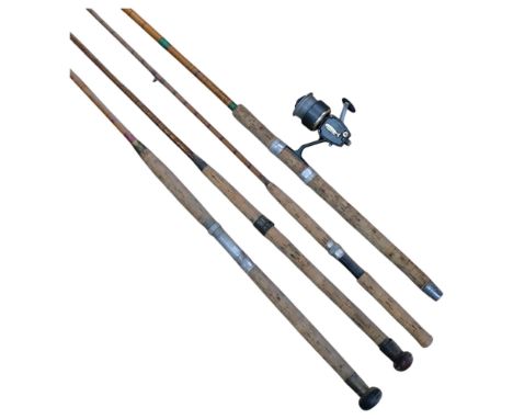 A bundle of Vintage fishing rods, including split cane and bamboo, including The Pandsman from Ace Tackle, Edenbridge, Kent (