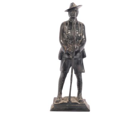 A hollow cast-bronze figure, study of a Gurkha, H31cm