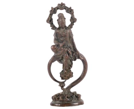 A patinated bronze study of Kwan-Yin, H16.5cm