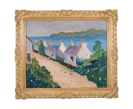 Impressionist School, an oil on canvas, cottages on Iona, 64cm x 74cm overall, framed