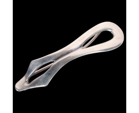 OLE GRAVESEN - a Danish modernist silver abstract hairclip, plain openwork form, 76.1mm, 16.7gNo damage or repair, only light
