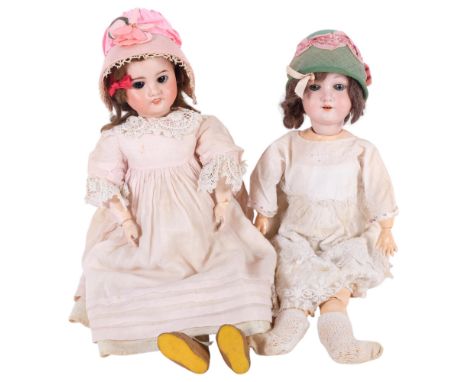 Antique Paris porcelain-headed doll with jointed composition limbs, 46cm, and an Armand Marseille porcelain-headed doll with 